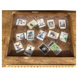 Display case with baseball cards