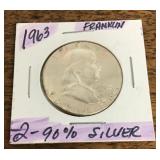 1963 Franklin half dollar
