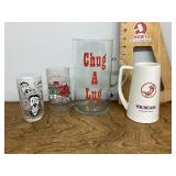 4 collector glasses and mugs