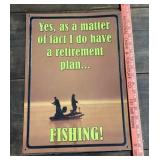 Novelty metal fishing sign