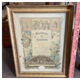 Framed 1910 German confirmation certificate