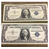 2 $1 silver certificates