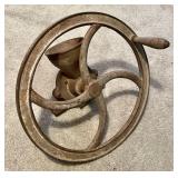 Antique cast iron bench-mount feed mill