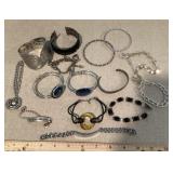 Silver tone costume jewelry bracelets