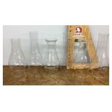 6 glass oil lamp chimneys