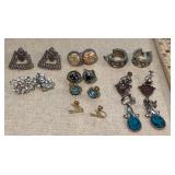 9 pair of screw back earrings