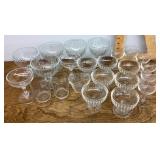Clear glass sherbets, stemware, and glasses