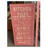 Wood kitchen rules sign