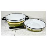 2 retro 1970s Skoal Norway enamel pans