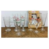 Falstaff and Budweiser beer glasses