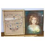 Framed embroidery and child Jesus print
