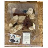 Davy Crockett teddy bear in display case