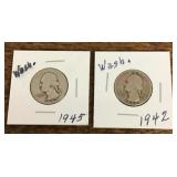1942 and 1945 quarters