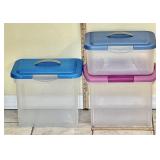 3 Sterilite clear totes with handle lids