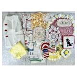 Doilies, fingertip towels, hot pads, apron, scarf