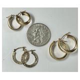 3 pair 14k gold hoop earrings