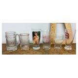 Beer & soda glasses plus milk bottle