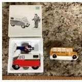 Department 56 mail truck and school bus