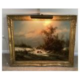 36" Ludwig Muninger oil on canvas w/museum light