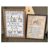 2 framed stitched samplers
