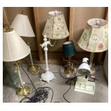 5 table lamps and desk lamp with organizer