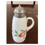 Antique milk glass syrup jug