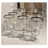 12 silver-rimmed iced tea glasses