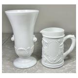 Milk glass vase & milk jug