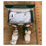 2 mercury glass owl ornaments