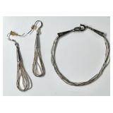 Sterling "liquid silver" bracelet & earrings