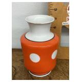 Orange porcelain polka dot vase