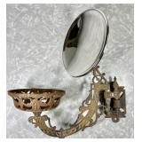 Antique cast iron oil lamp bracket w/reflector