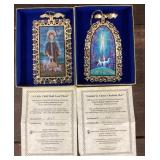 2 gold plated brass Christmas ornaments