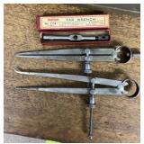 Starrett tap wrench and 2 compasses