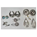 6 pairs of sterling silver earrings
