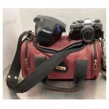 Olympus OM10 film camera with bag