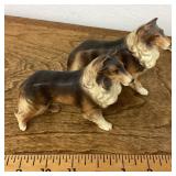 2 vintage porcelain collie dog figures
