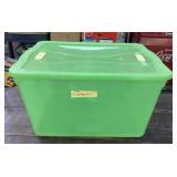 Rubbermaid green plastic tote