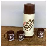 Nestlï¿½ Quik hot cocoa thermos and 3 cups