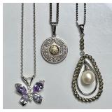 3 sterling silver necklaces