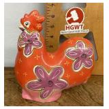 Ceramic rooster coin bank