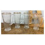 4 Falstaff glass beer mugs