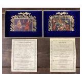 2 gold plated brass Christmas ornaments