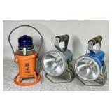 3 Starlite headlight railroad lanterns --untested