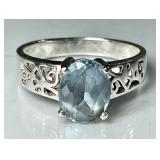 Sterling silver ring with blue stone