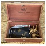 Lane cedar jewelry box and contents