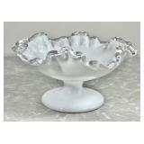 Fenton milk glass Silvercrest footed dish