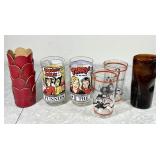 Vintage drinking glasses & leather coozies