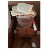 Sewing bushel basket and side table