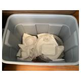 Tote of glassware and cake stands